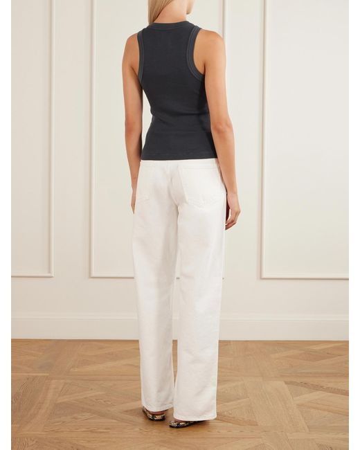Citizens of Humanity Blue Isabel Ribbed Cotton And Tencel Lyocell-Blend Tank
