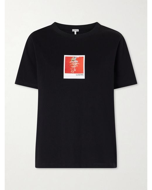 Loewe Black Appliquéd Cotton-Jersey T-Shirt