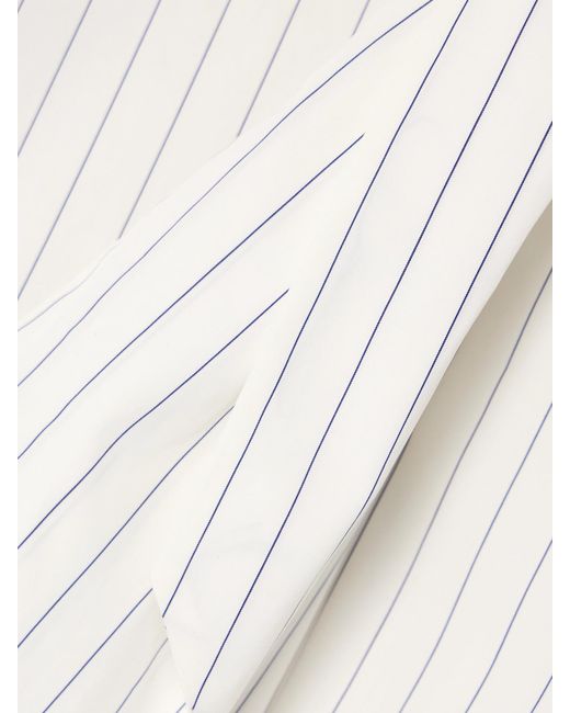 Dries Van Noten Natural Pinstriped Cotton-Poplin Pussy-Bow Shirt