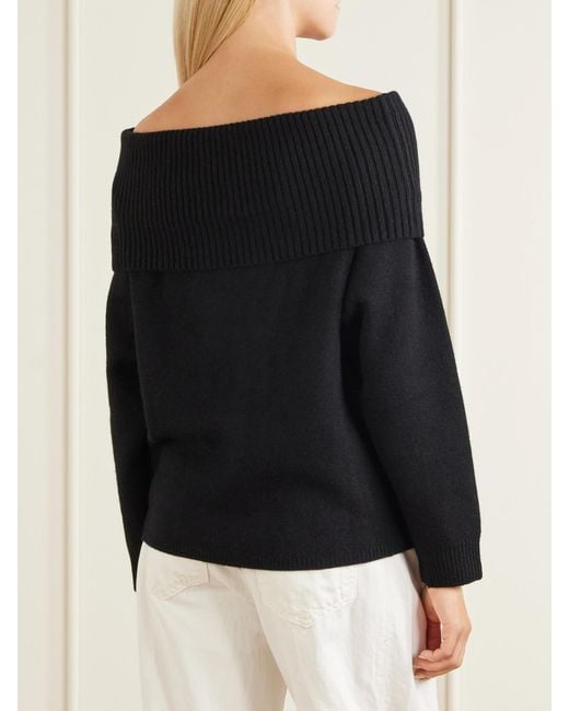 Loulou de Saison Black Sibyl Turtleneck Cashmere-Blend Sweater