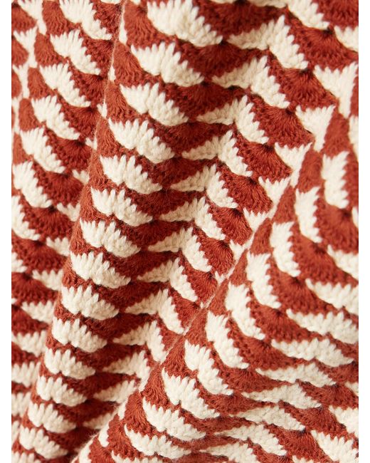 Escvdo Red Motupe Scalloped Crocheted Cotton Tank