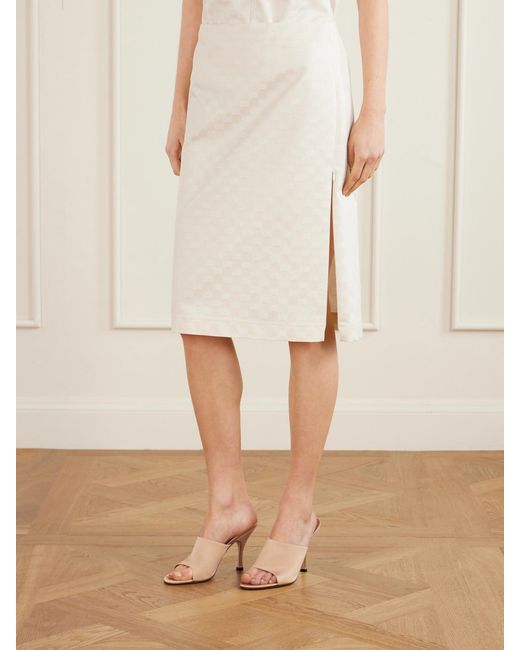 Gucci Natural Jacquard-Gabardine Midi Skirt