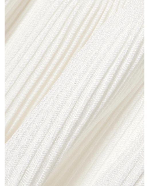 Balmain White Minikleid Aus Geripptem Pointelle-Strick