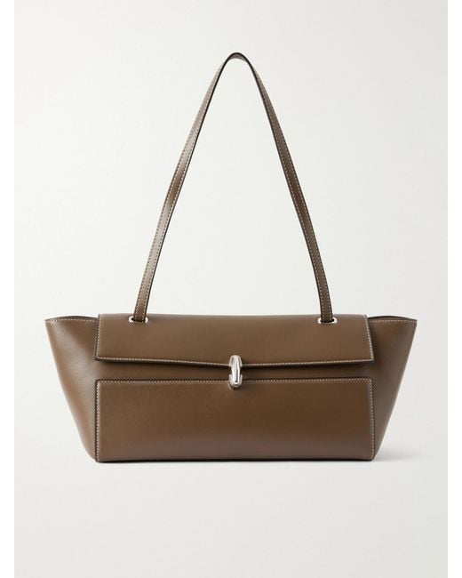 SAVETTE Natural Symmetry Trapeze Leather Shoulder Bag