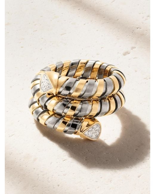 Marina B Natural Trisola 18-Karat, Diamond And Titanium Ring