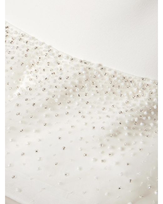 Maticevski White Hopeton Strapless Bead-Embellished Silk-Trimmed Crepe Gown