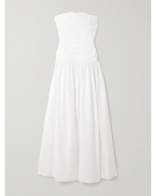 Matteau White Trägerloses Maxikleid Aus Biobaumwollpopeline