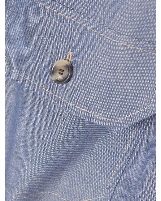 Loro Piana Blue Annalisa Cotton And Cashmere-Blend Chambray Shirt