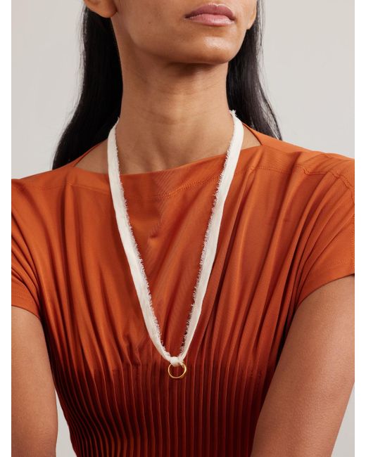 Alighieri White The Aria Frayed Cord And-Plated Necklace