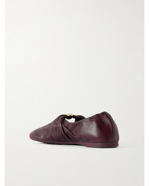 Loewe Brown Pebble Embellished Leather Ballet Flats