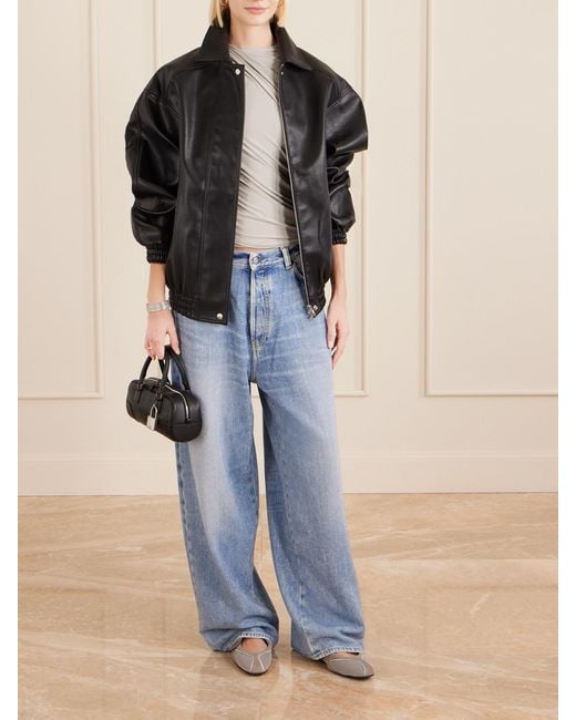 Acne Blue 2023 Crystal-Embellished Low-Rise Wide-Leg Jeans