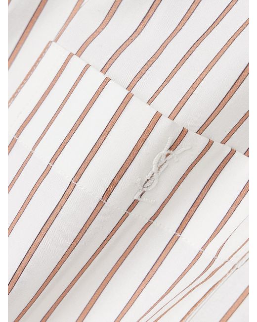 Saint Laurent Natural Hemd Aus Gestreifter Baumwollpopeline