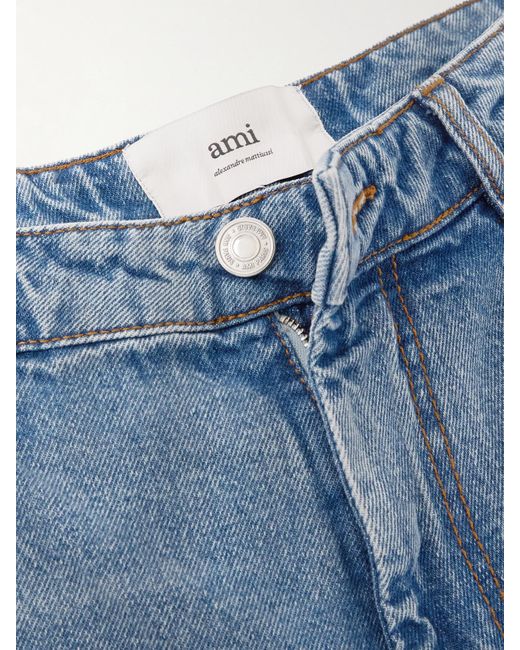 AMI Blue Halbhohe Jeans Mit Weitem Bein