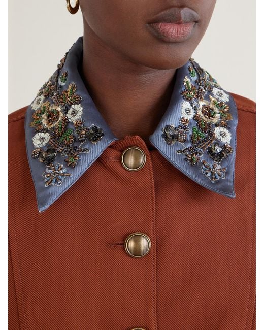 Veronica Beard Brown Laramie Dickey Sequin And Bead-Embellished Twill Jacket