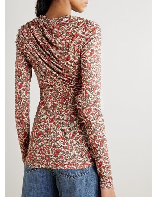 Isabel Marant Pink Printed Stretch-Modal Turtleneck Top