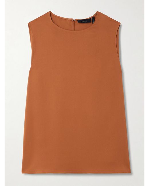 Theory Brown Silk-Satin Top