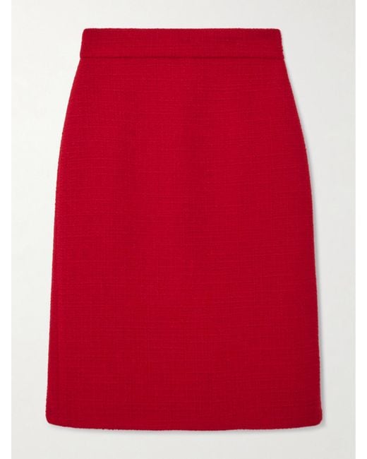 Valentino Garavani Red Wool-Blend Tweed Skirt