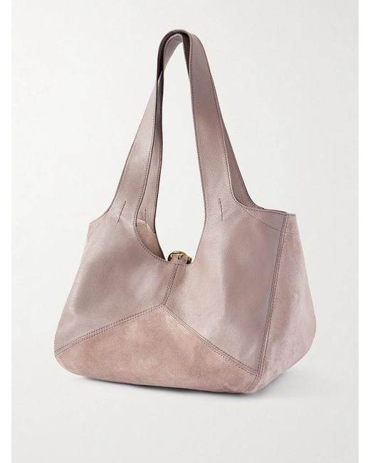 Chloé Pink Balloon Leather-Trimmed Suede Tote Bag
