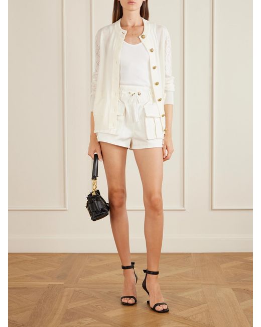 Balmain Natural Cotton Pointelle-Knit Cardigan