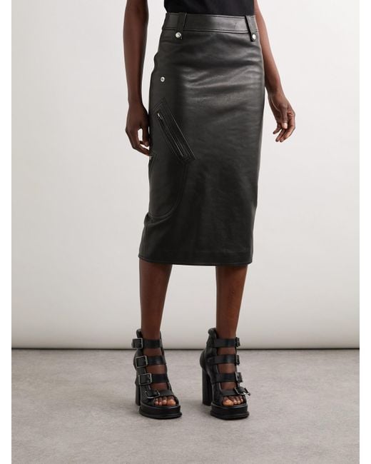 Alexander McQueen Black Midirock Aus Leder