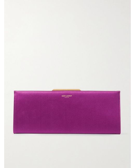Saint Laurent Purple Midnight Small Satin Clutch