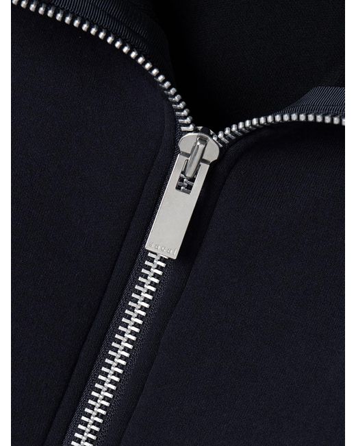 Sacai Blue Hooded Paneled Shell And Cotton-Blend Jersey Jacket