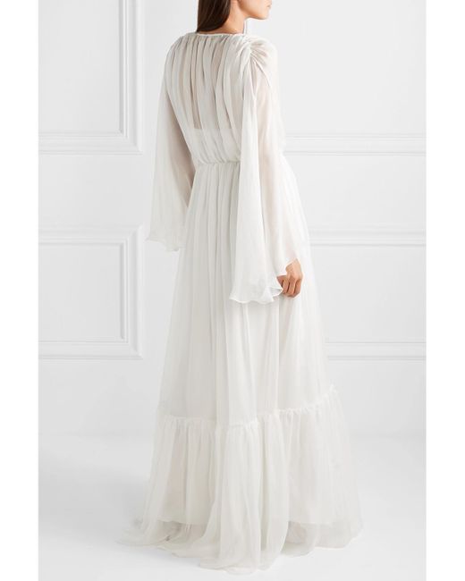Rasario White Ruffled Silk-chiffon Jacket