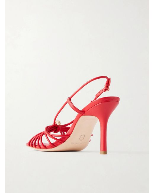 Loeffler Randall Red Mareka 90 Embellished Leather Sandals