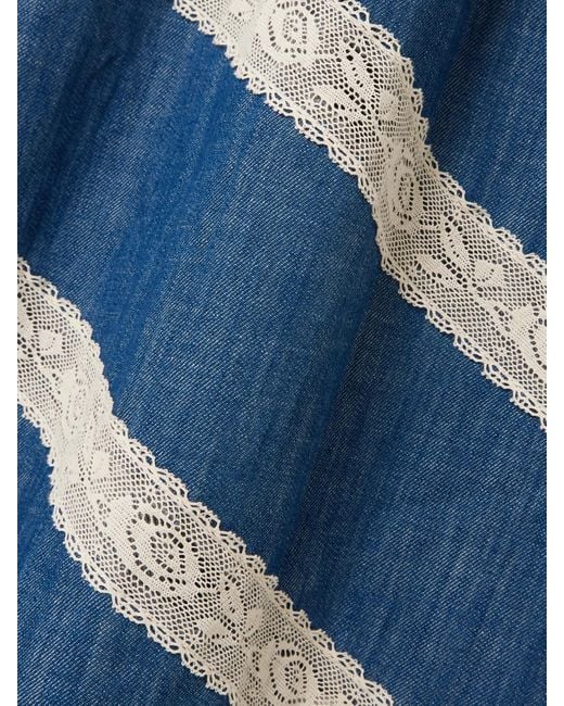 Zimmermann Blue Awaken Lace-Trimmed Denim Midi Dress