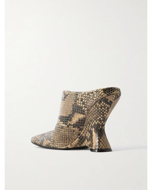Dries Van Noten Multicolor Snake-Effect Leather Wedge Mules