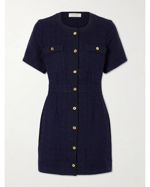 Giuliva Heritage Women's Blue Vera Crepe-Trimmed Wool-Blend Boucl-Tweed Mini Dress - www.disolcolor.com Giuliva Heritage Women's Blue Vera Crepe-Trimmed Wool-Blend Boucl-Tweed Mini Dress - www.disolcolor.com