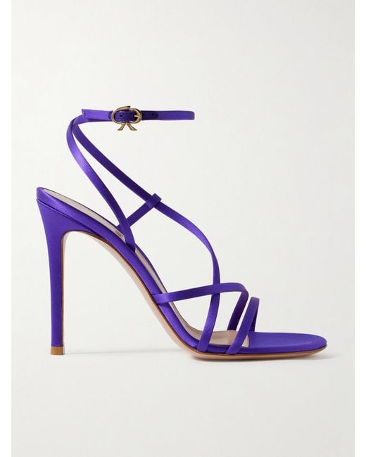 Gianvito Rossi Blue 105 Satin Sandals