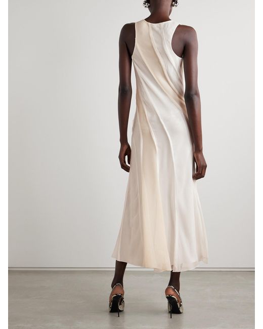 Jason Wu White Paneled Silk-Crepe And Chiffon Midi Dress