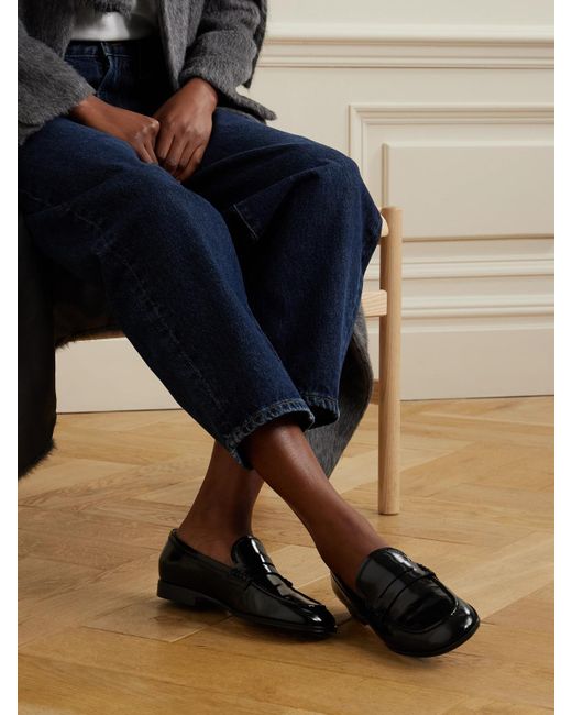 Gianvito Rossi Black Georgie Patent-Leather Loafers