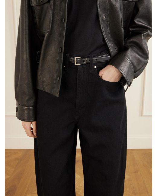 Saint Laurent Black Cassandre Leather Belt
