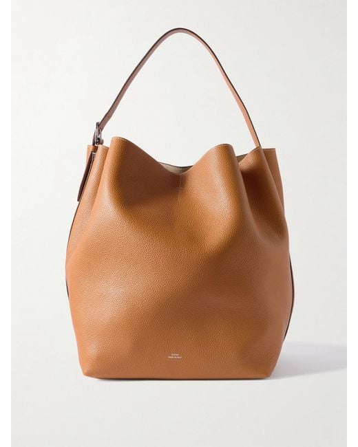 Totême  Brown Textured-Leather Tote