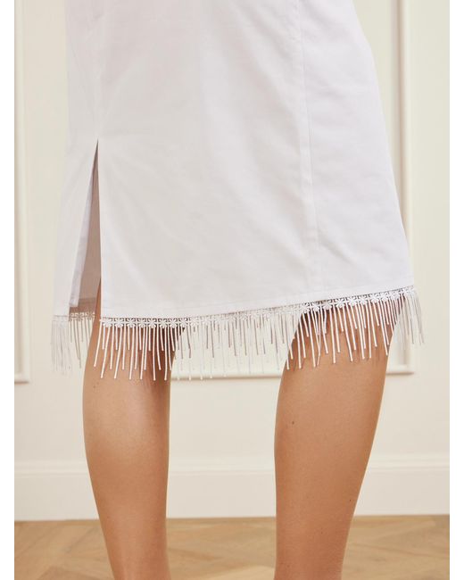 Rohe White Lace-Trimmed Cotton Midi Skirt