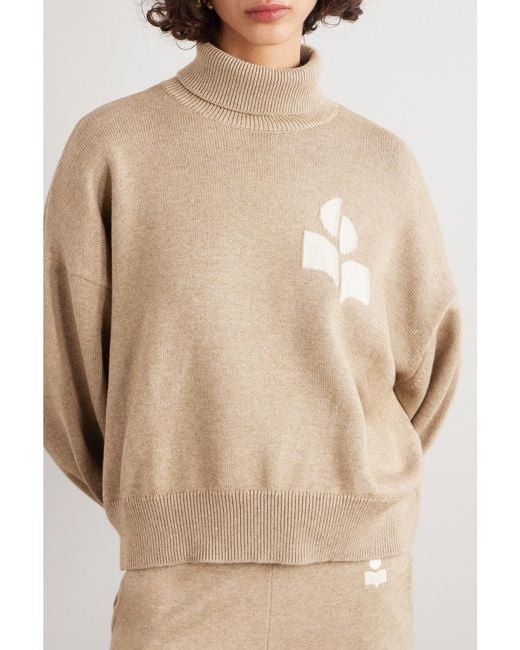 Isabel Marant Natural Nash Intarsia Cotton And Wool-Blend Turtleneck Sweater