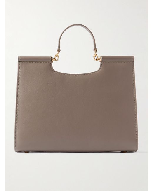 Dolce & Gabbana Sicily Shopper Small Leather Tote in Natural