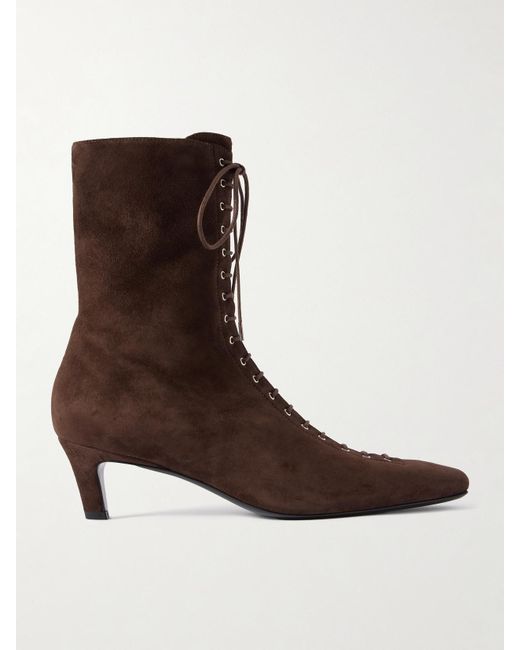 Totême  Brown Schnürstiefel Aus Veloursleder