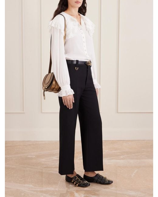 Chloé Natural Marcie Metallic Crinkled-Leather Shoulder Bag