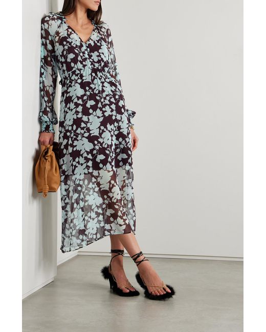 La Ligne Aleksandra Floral print Silk chiffon Midi Dress Lyst UK