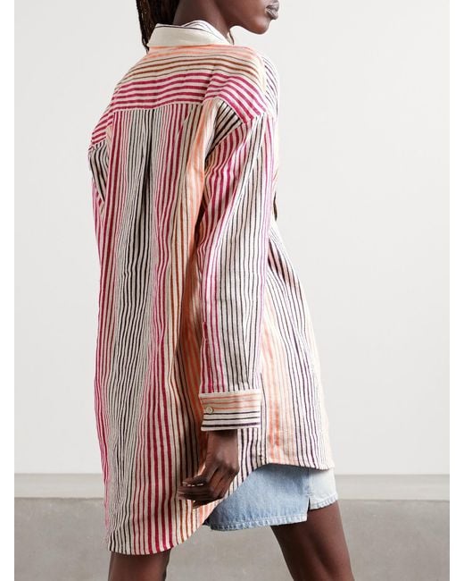 Lemlem Pink Mariam Striped Cotton-Blend Shirt