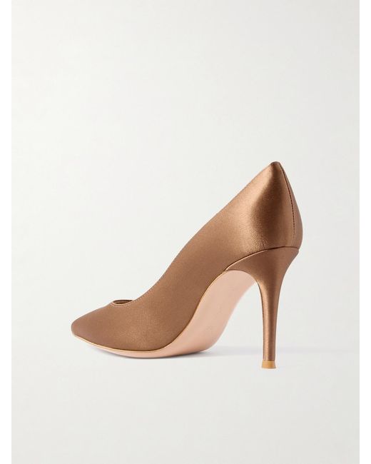 Gianvito Rossi Brown Gianvito 85 Satin Pumps