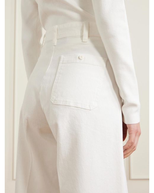Polo Ralph Lauren White Stretch-Cotton Twill Wide-Leg Pants