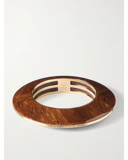 Jacques Marie Mage Brown Loulou De La Falaise Rhoda-Plated Acetate Bangle