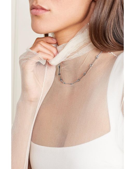 Laura Lombardi White Net Sustain Treccia Platinum-Plated Necklace