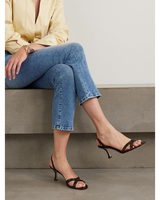 Jimmy Choo Brown Elsy 70 Croc-Effect Leather Slingback Sandals