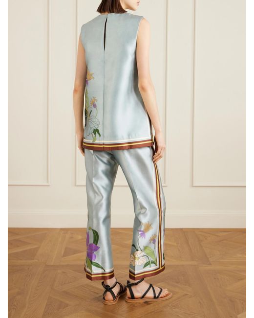 ALÉMAIS Blue Alfie Floral-Print Recycled Taffeta Top