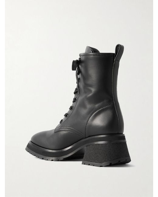 Moncler Black Gigi Leather Ankle Boots